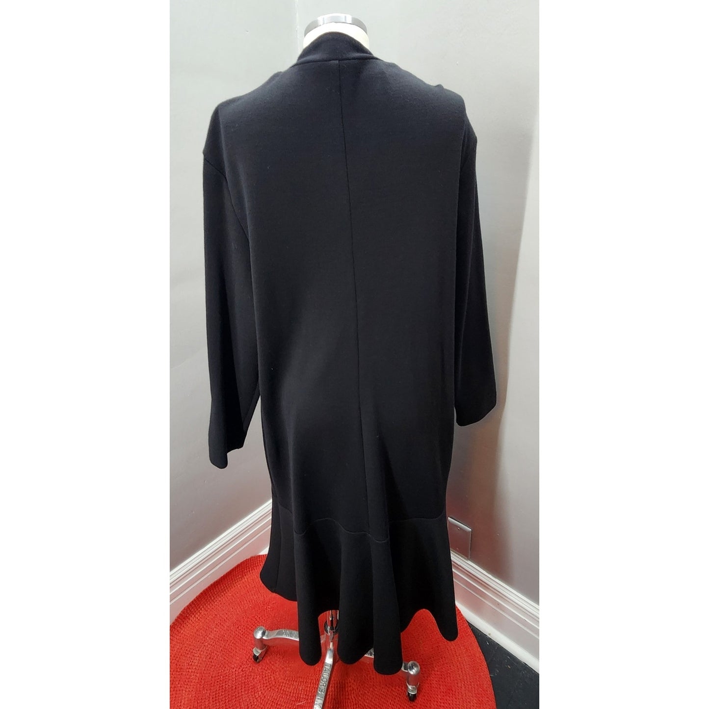 60s Vintage Wool Black Shift Dress with Moscow Origins - XXL