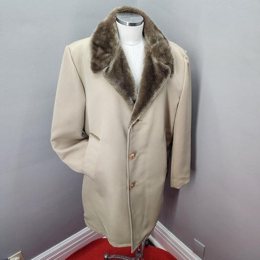 70s Men's Fox Knapp Short Winter Trench Coat - L 44R