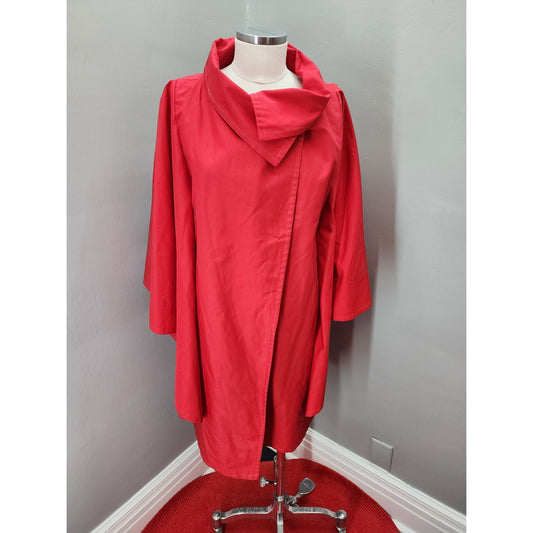 70s Vintage Red Angel Sleeve Rain Coat / Overcoat - L