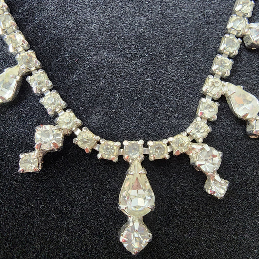 50s Unmarked Crystal / Rhinestone Necklace  15.5"