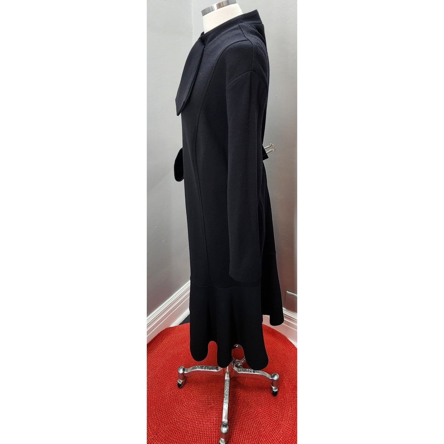 60s Vintage Wool Black Shift Dress with Moscow Origins - XXL