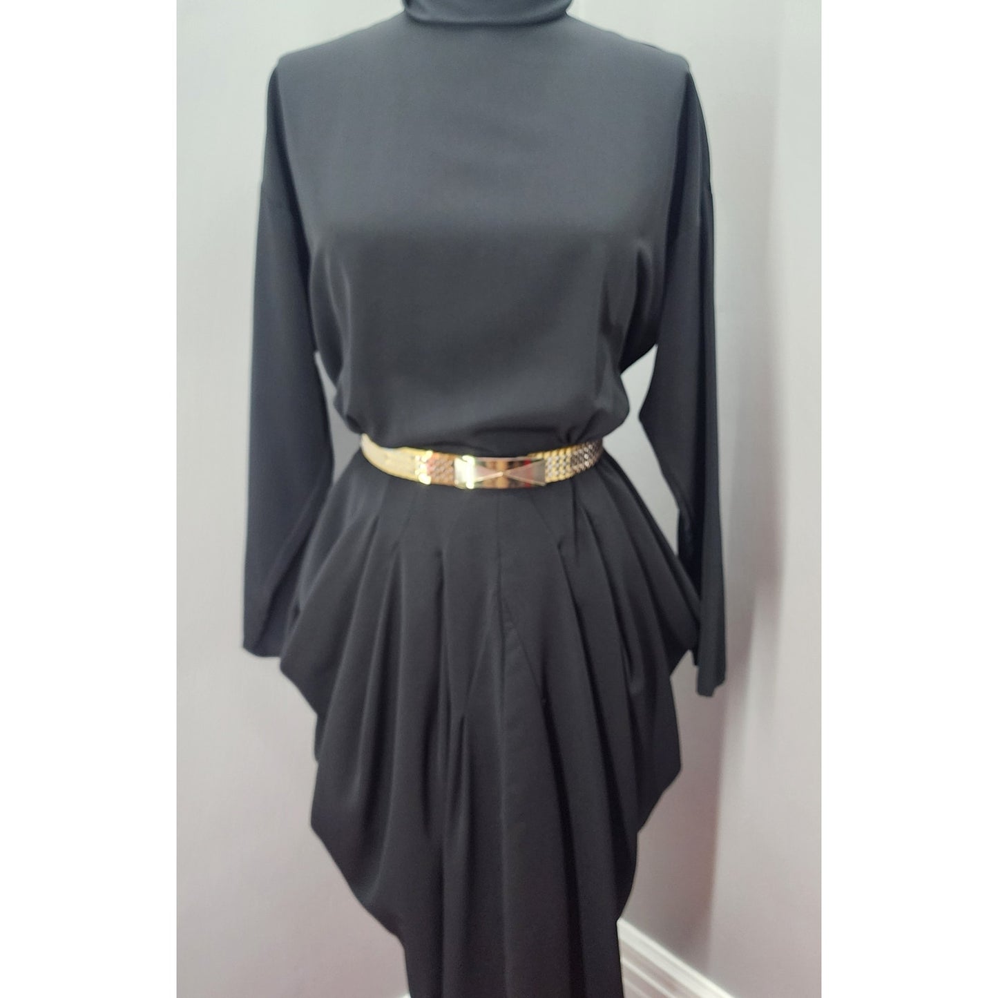 80s Vintage Susan Roselli by Vijack Black Dress - S