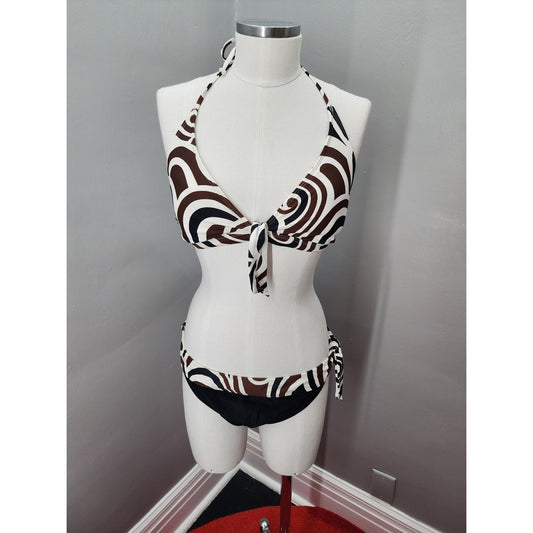 Y2K Vintage a.n.a. Black, Brown, Cream Bikini, NOS - L 14