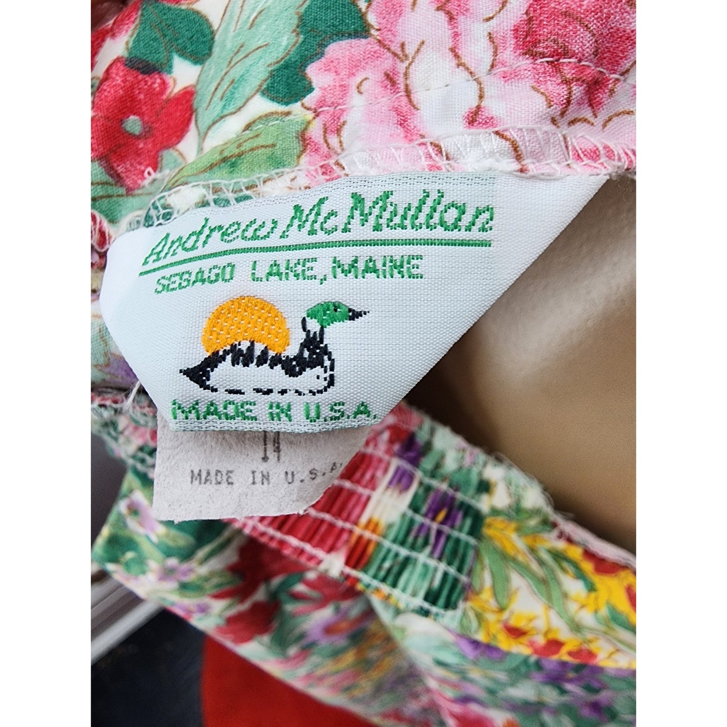 80s Andrew McMullan Floral Skirt, Pockets, Elastic Waist - L