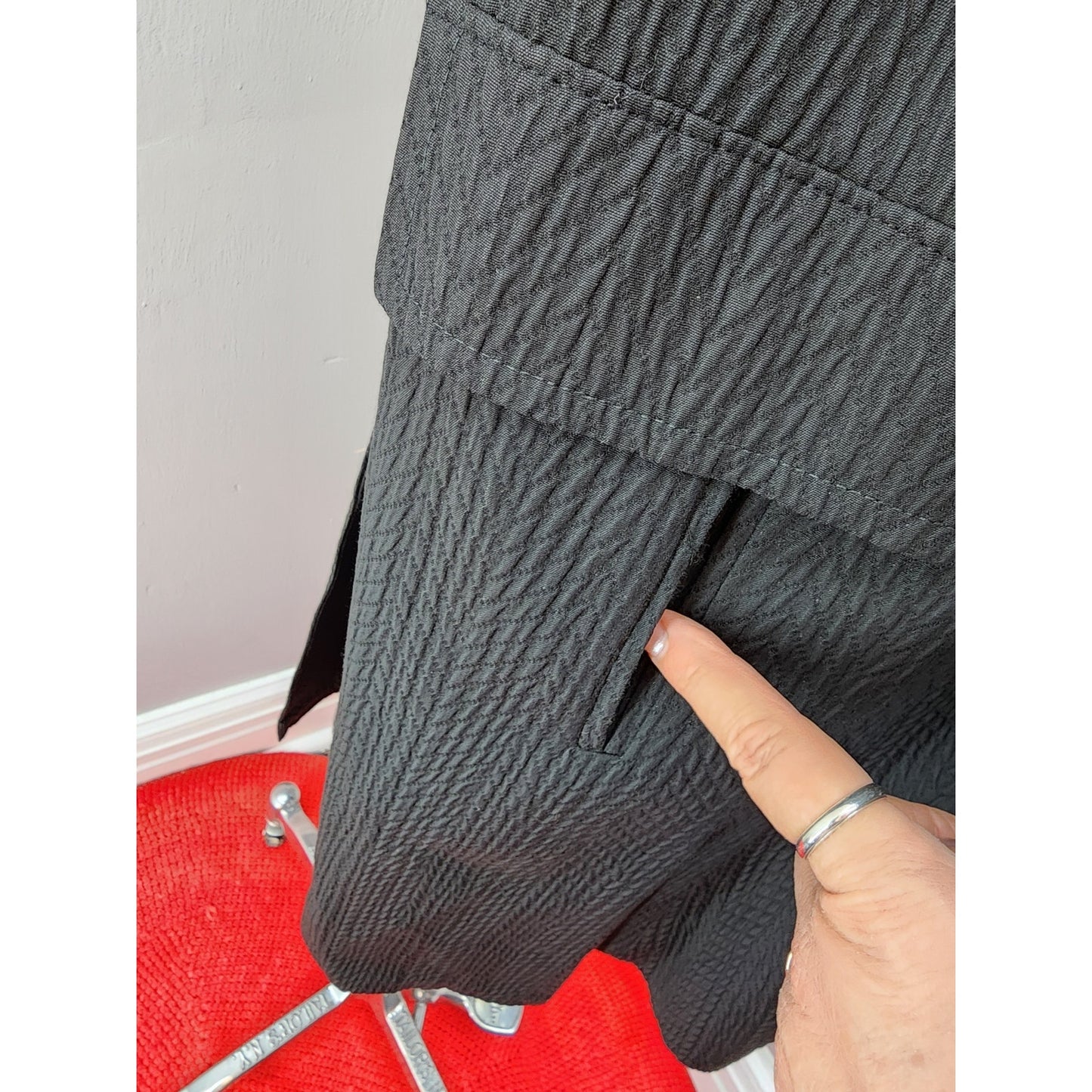 60s Vintage Black Waffle All Weather Trench Coat, Grunge / Goth - XL