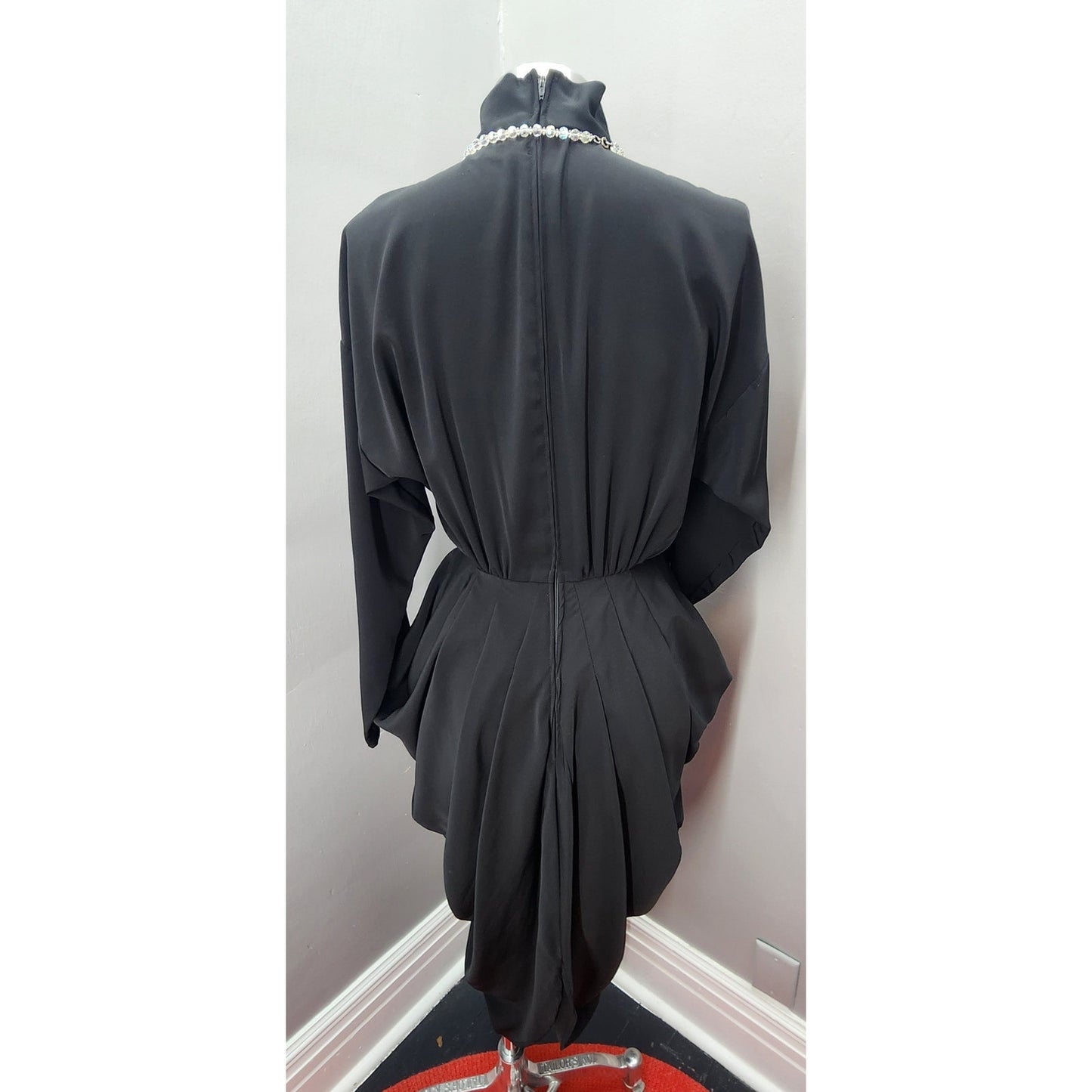 80s Vintage Susan Roselli by Vijack Black Dress - S