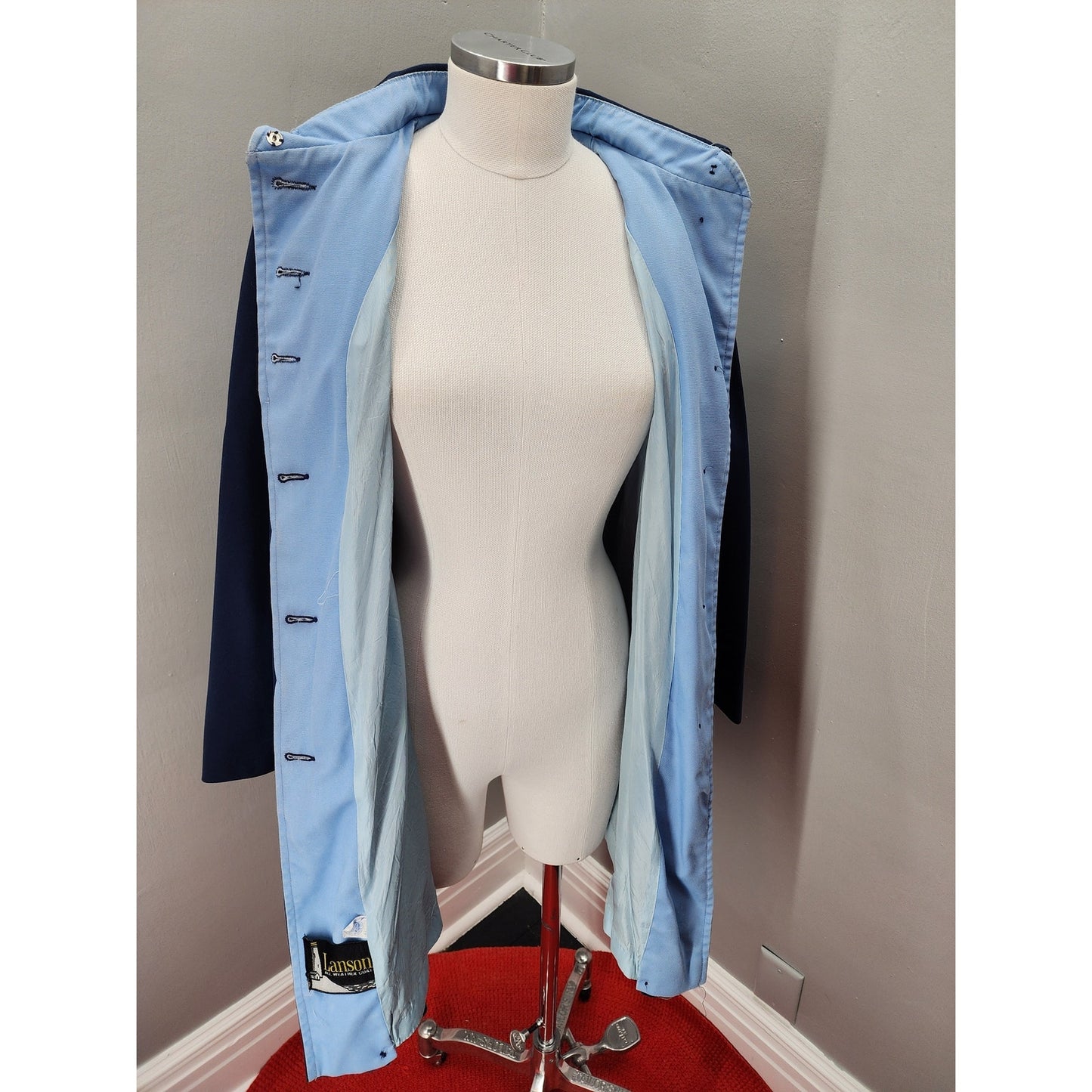 60s Vintage Lanson Navy Blue All Weather Trench / Overcoat - S