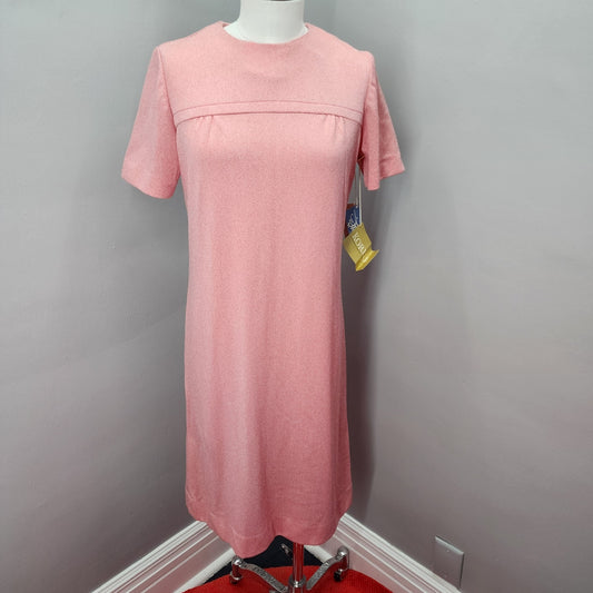 60s Vintage Korell Shift Dress in Heather Pink, NWT - M
