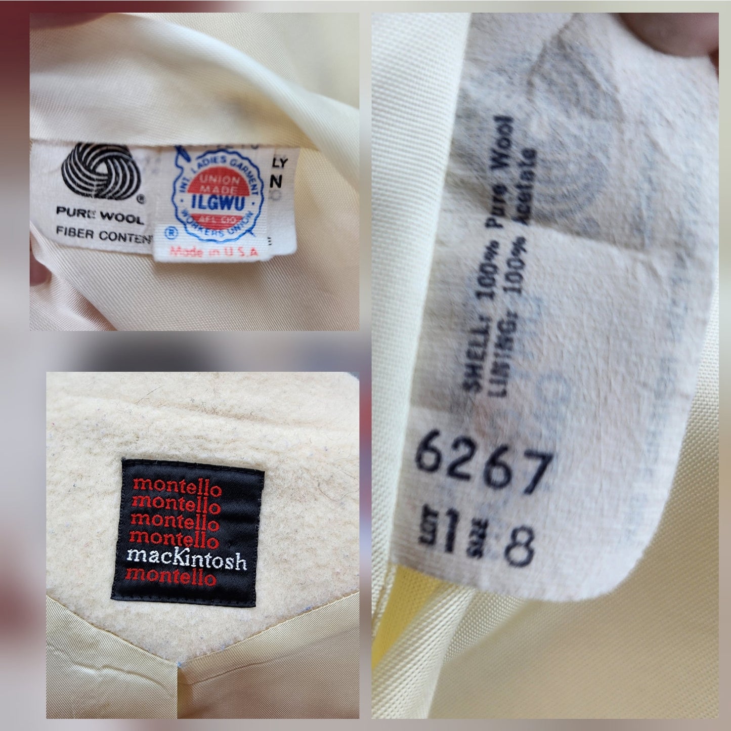 80s Vintage MacKintosh Ivory Wool Long Coat - M