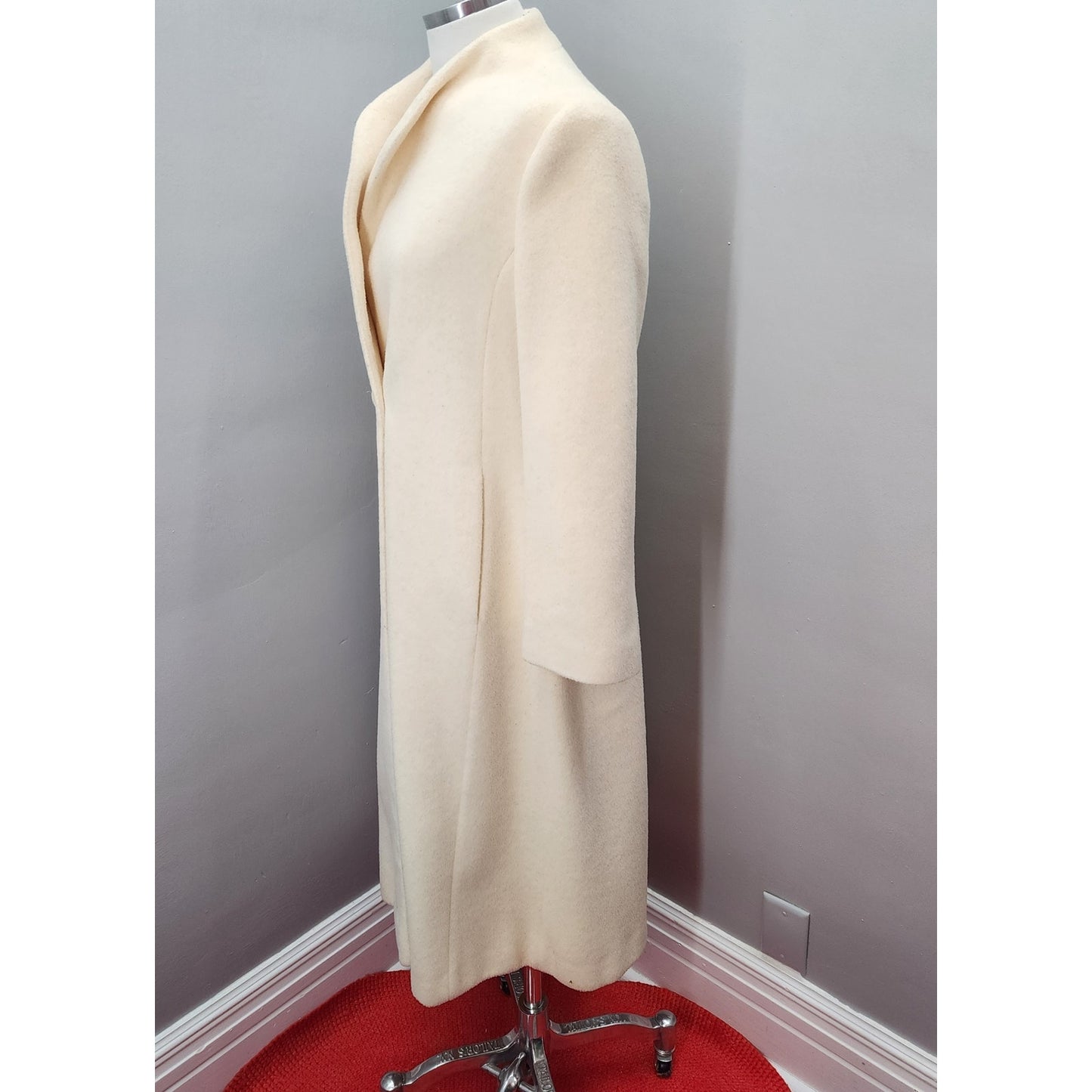 80s Vintage MacKintosh Ivory Wool Long Coat - M