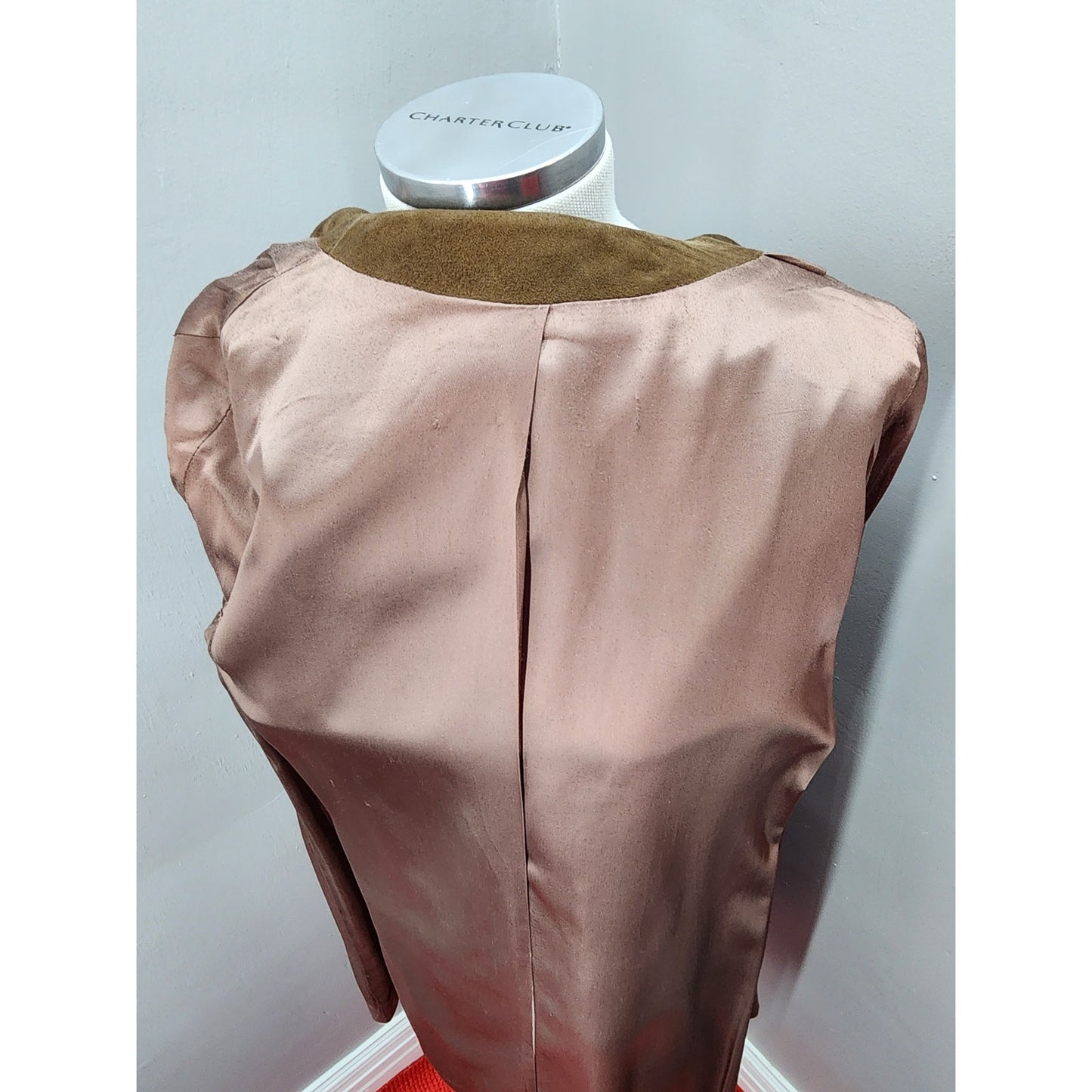 Vintage 60s Light Brown Suede Coat with Auburn Fur Collar - S