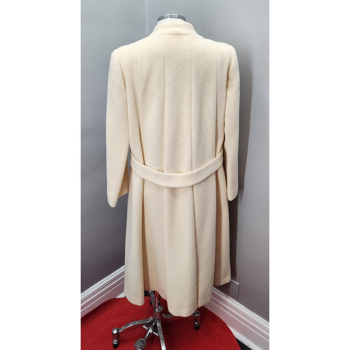 80s Vintage MacKintosh Ivory Wool Long Coat - M