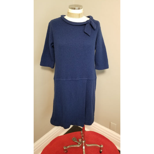 60s Vintage Berkshire Royal Blue Wool Blend Shift Dress - L