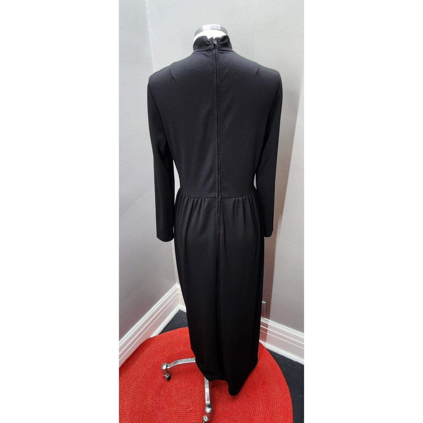 70s Vintage Puritan Forever Young Black Column Maxi - M