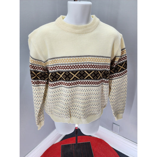 70s Vintage Classic Crewneck Sweater - Winter White - XL