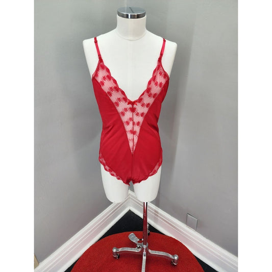 80s Vintage JCPENNEY Red Hot Teddy with Deep V Front and Back