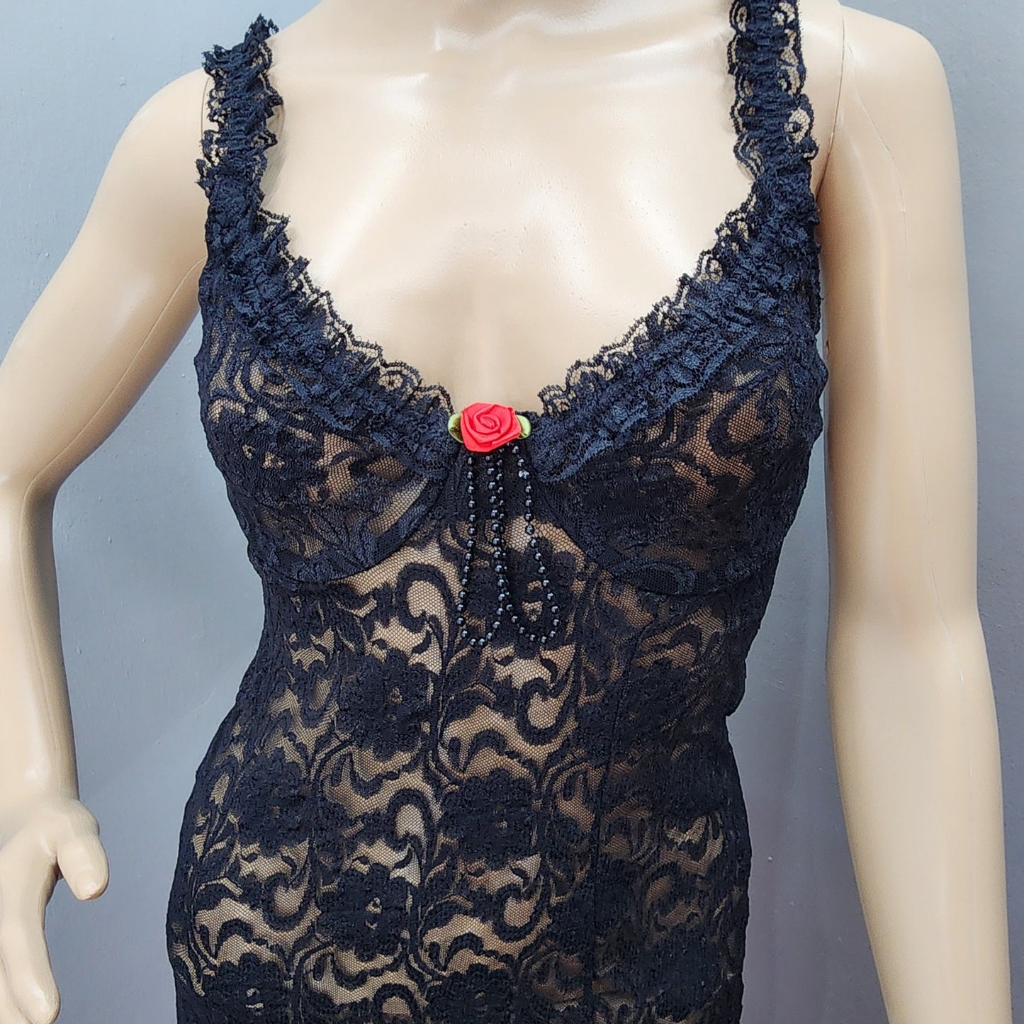 90s Vintage Secret Treasure Stretch Lace Lingerie Wiggle - M