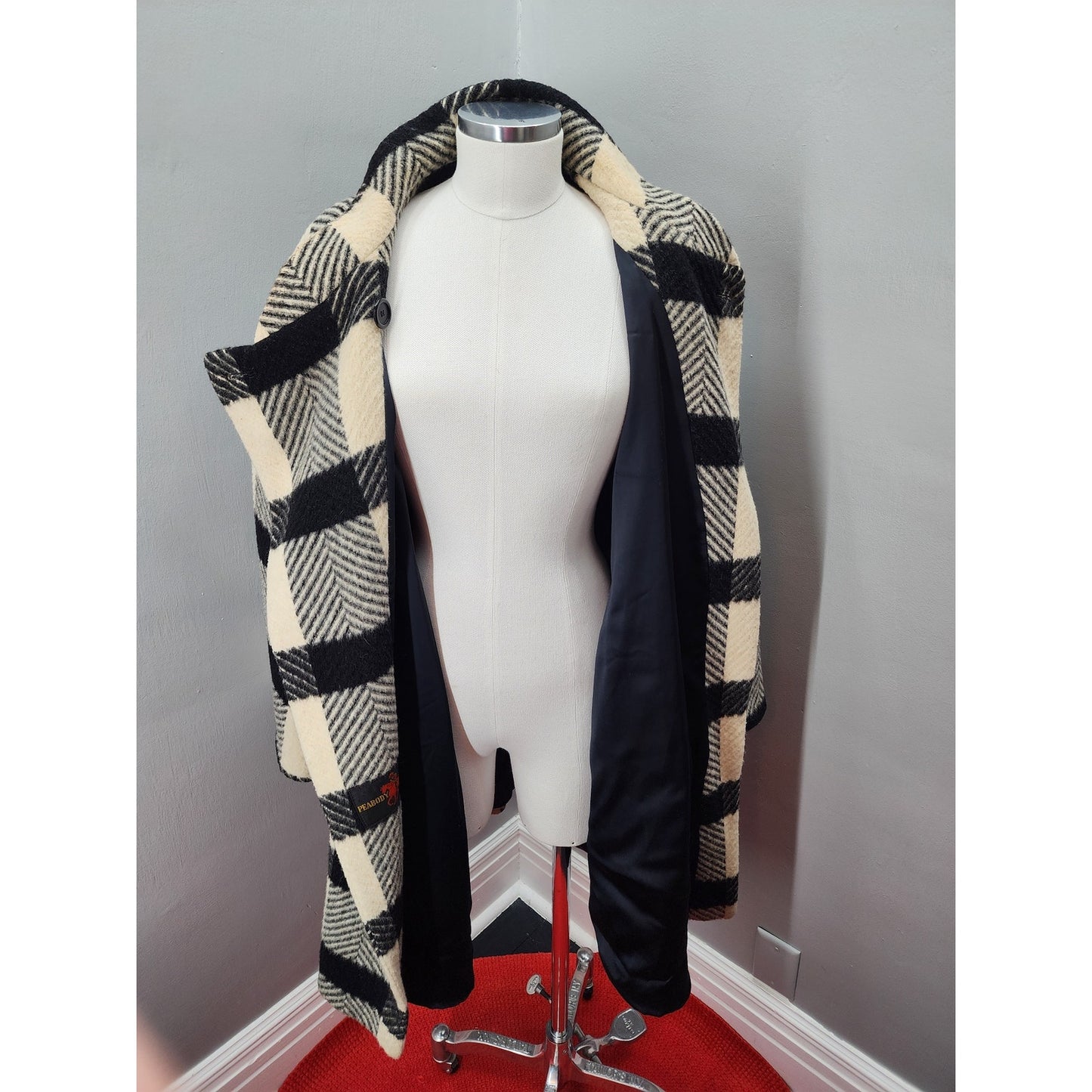 80s Vintage Peabody House Black & Cream Oversized Cape/Coat - XXL