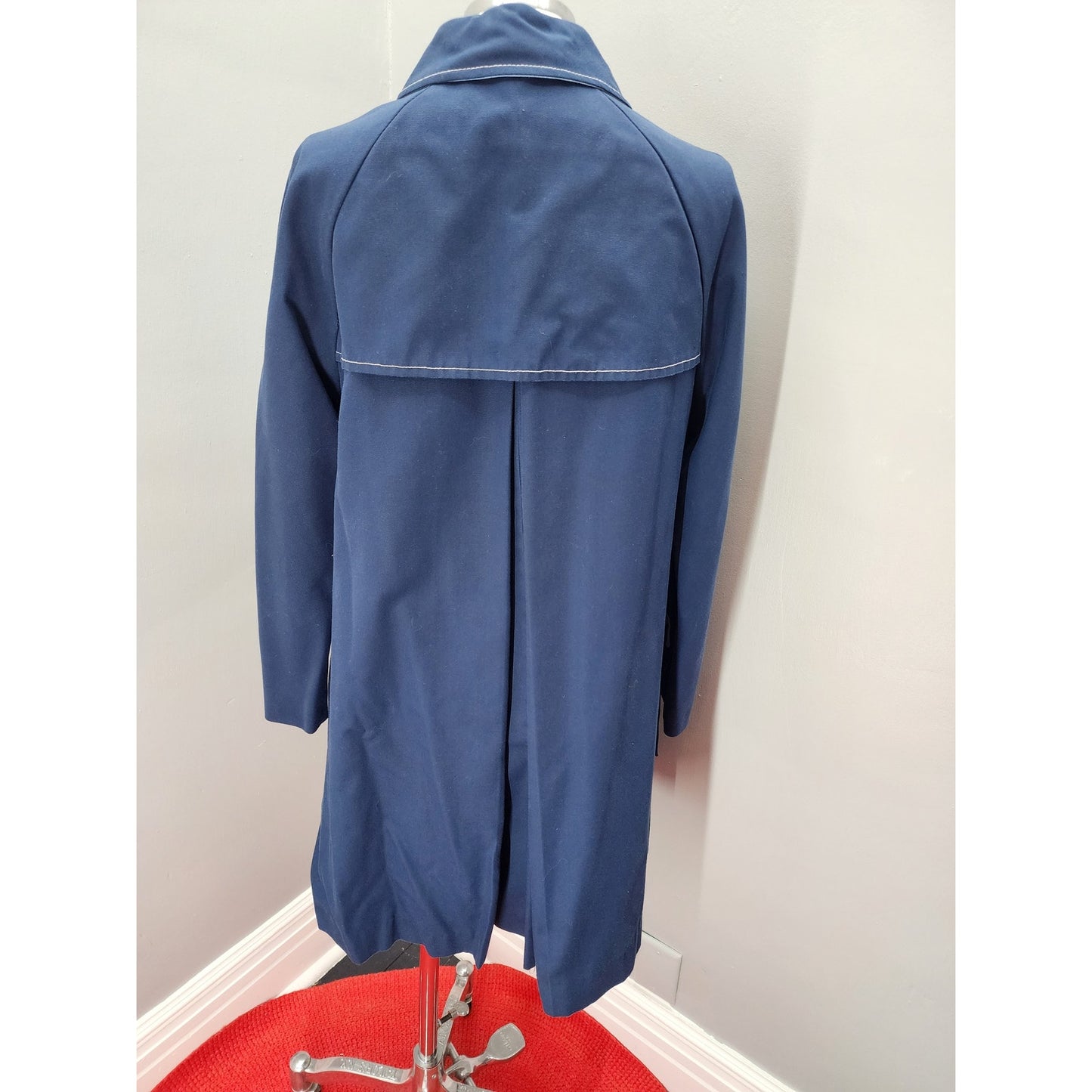 60s Vintage Lanson Navy Blue All Weather Trench / Overcoat - S