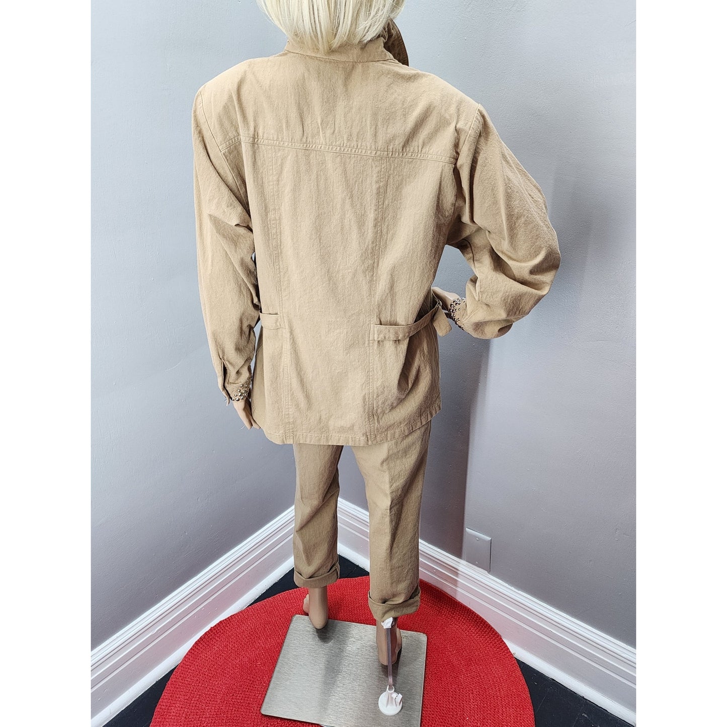 80s Vintage Gepetto Casual Safari Suit, Tan - S / M