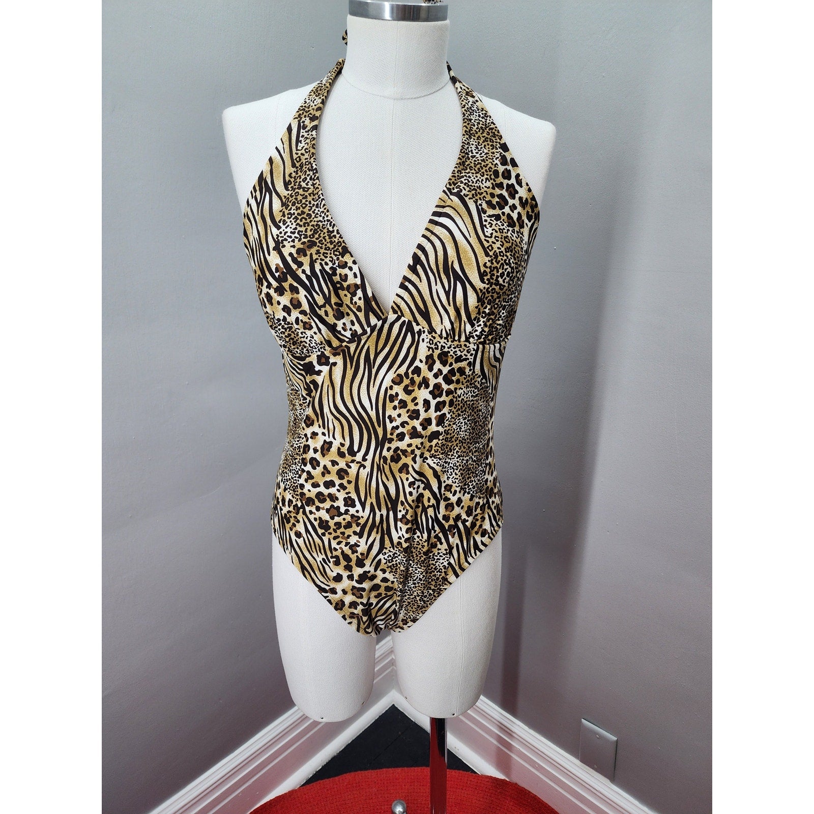 Y2K Vintage Catalina One Piece Swimsuit Animal Print Halter