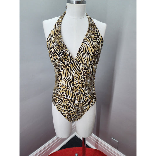 Y2K Vintage Catalina One Piece Swimsuit Animal Print Halter