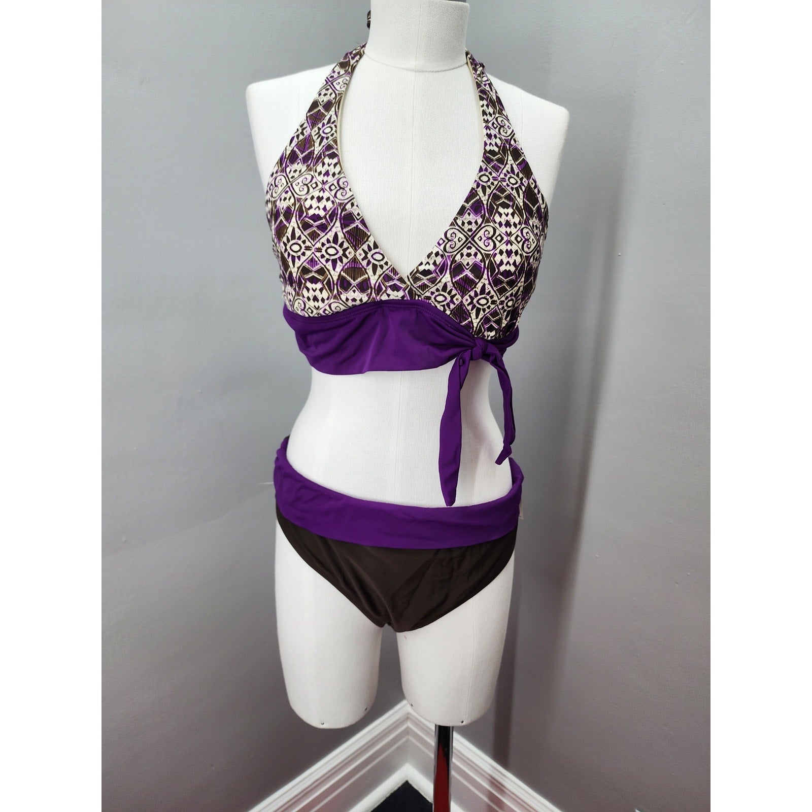 Y2K Vintage Faded Glory Bikini Purple and  Brown