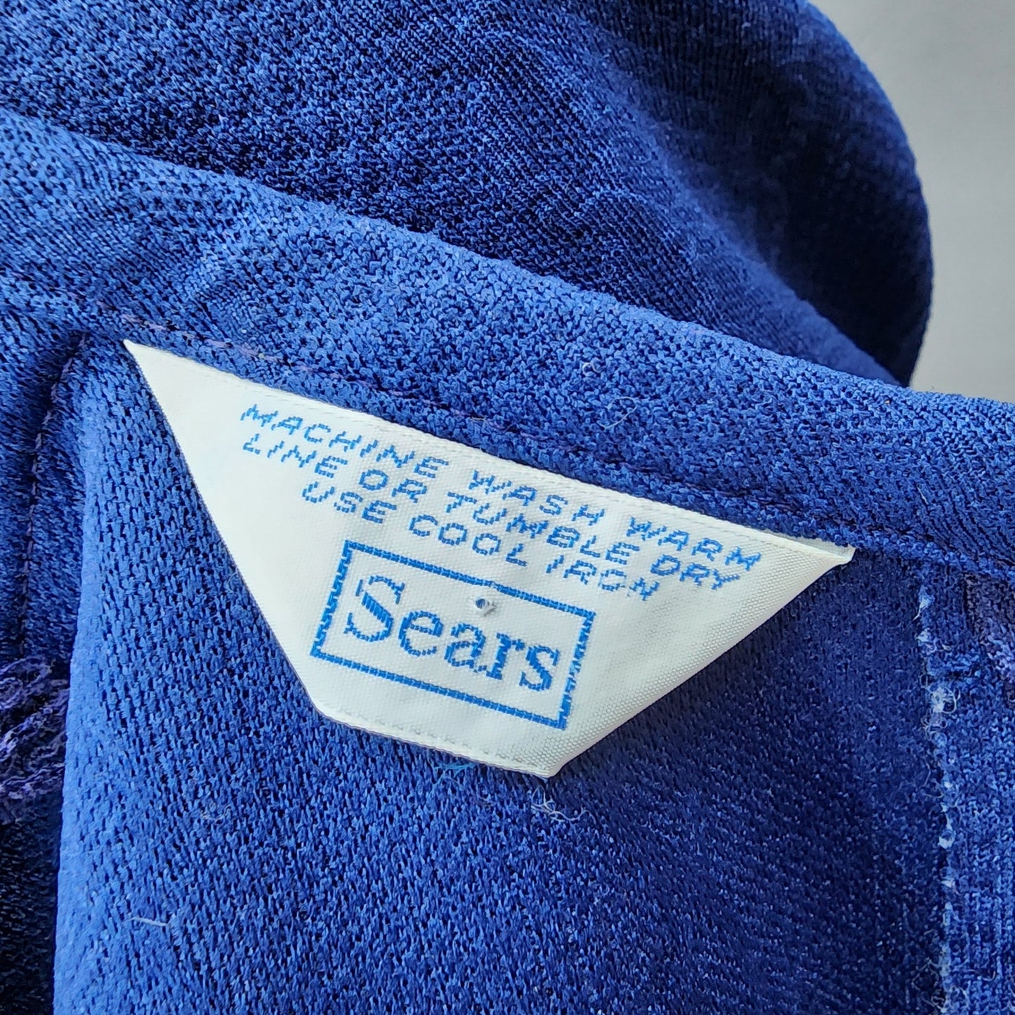 70s Vintage Sears Fashion Blue Textured Shift Dress - M