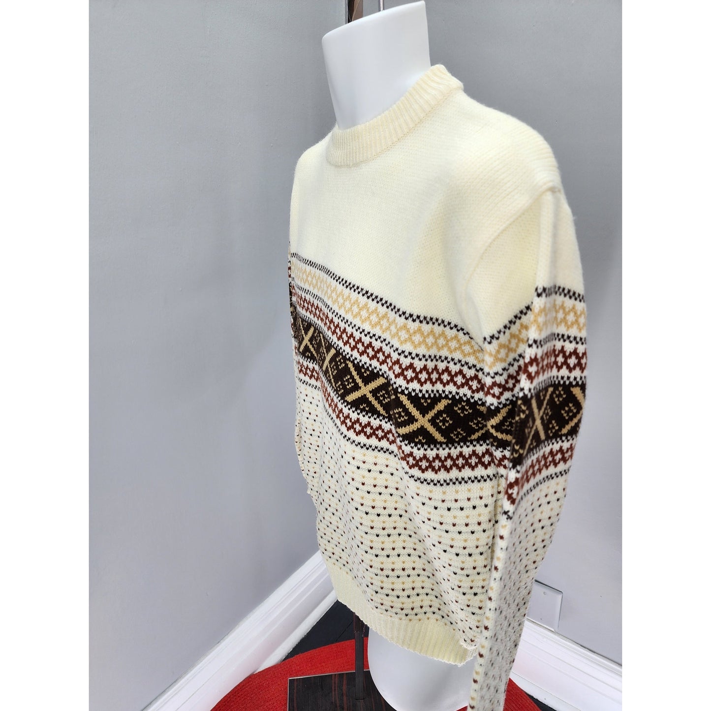 70s Vintage Classic Crewneck Sweater - Winter White - XL
