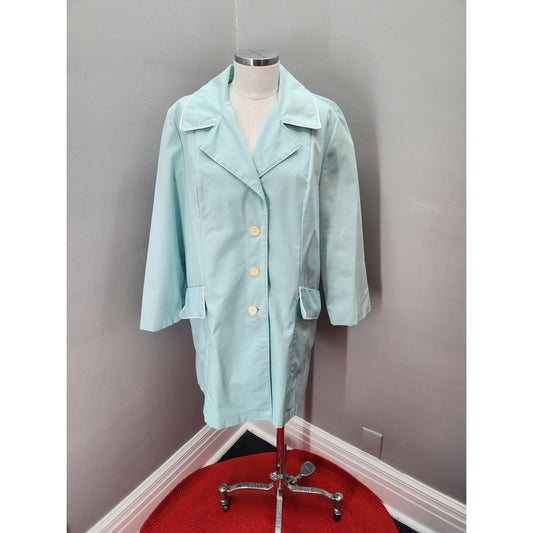 80s Vintage Robbin Egg Blue Trench / Overcoat - XLP