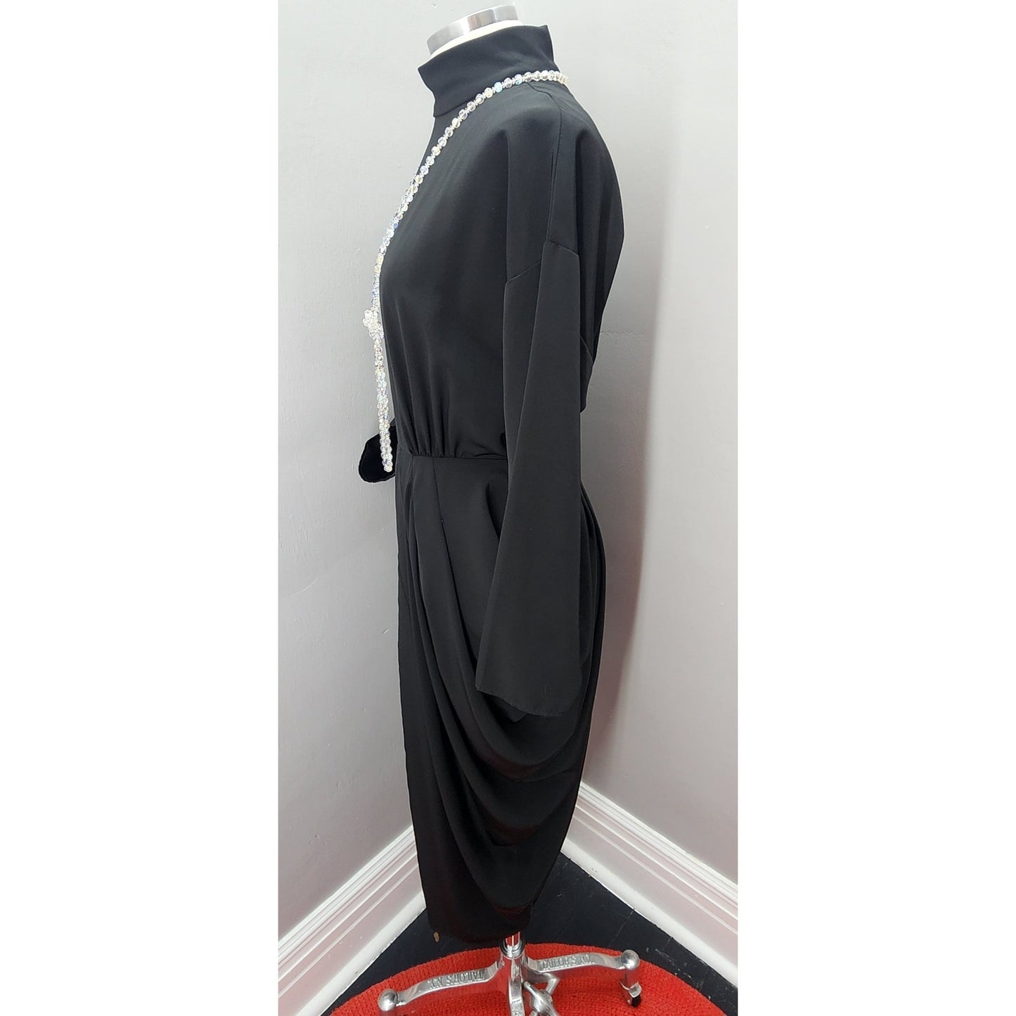 80s Vintage Susan Roselli by Vijack Black Dress - S
