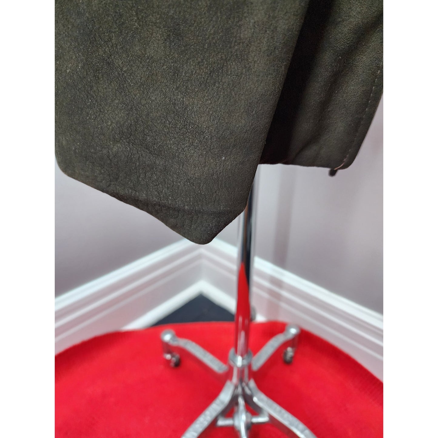 Vintage 60s Chocolate Brown Suede Coat with Fur Collar - S