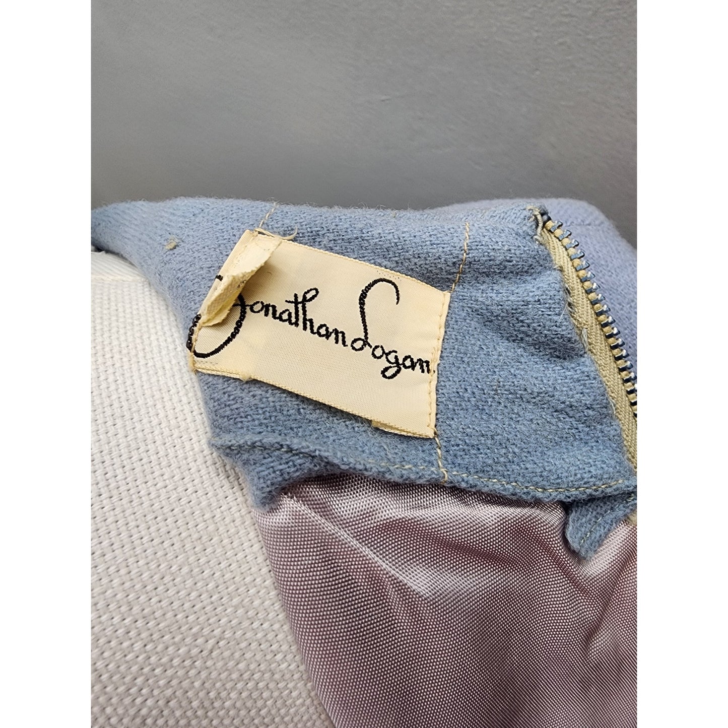 50s Vintage Jonathan Logan Baby Blue Wool Pencil Dress - M