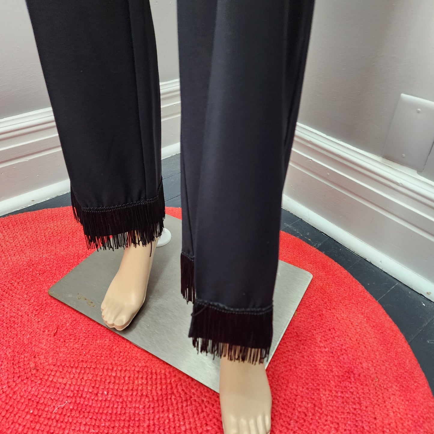 70s Vintage Cocktail Pant Suit with Fringe Detail - S