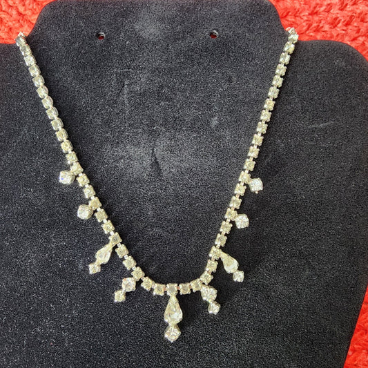 50s Unmarked Crystal / Rhinestone Necklace  15.5"