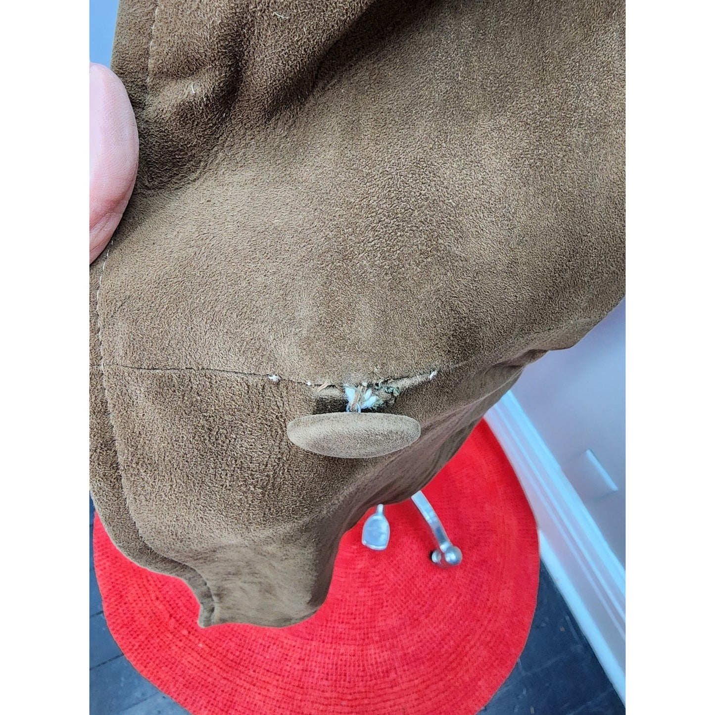 Vintage 60s Light Brown Suede Coat with Auburn Fur Collar - S