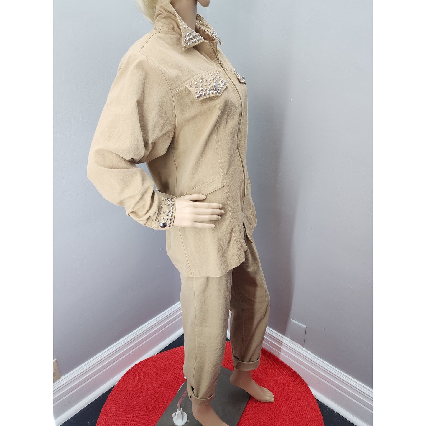 80s Vintage Gepetto Casual Safari Suit, Tan - S / M