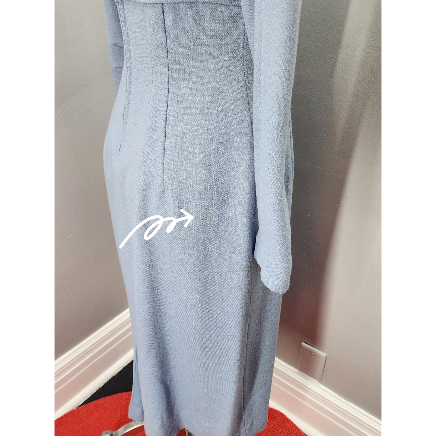 50s Vintage Jonathan Logan Baby Blue Wool Pencil Dress - M
