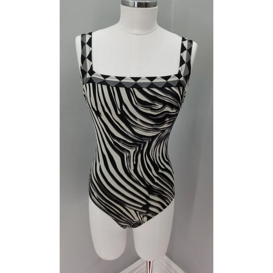 80s Vintage Gottex One Piece Swimsuit, Tiger Print - M