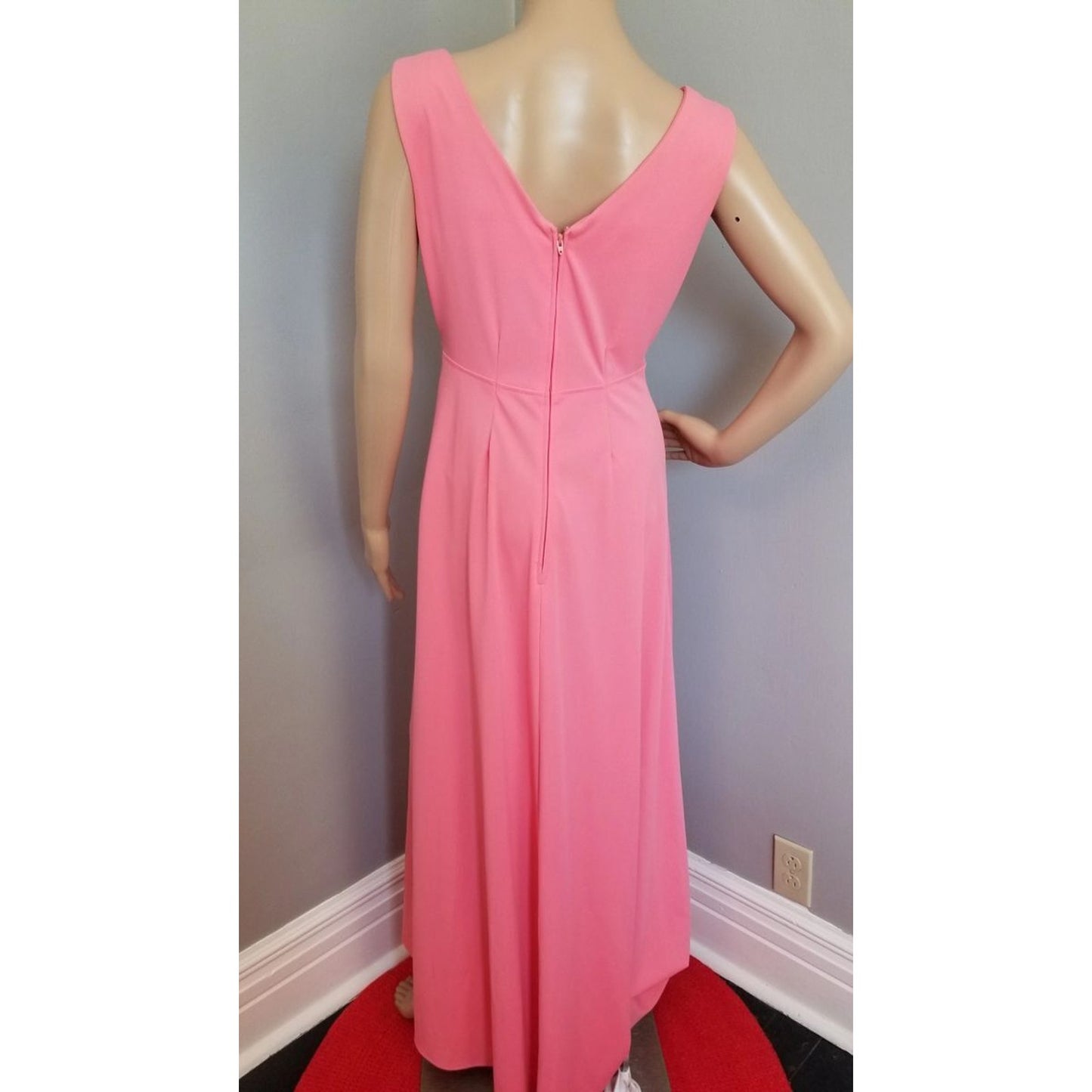 70s Vintage Super Cute Handmade Salmon Empire Waist Maxi Dress - M