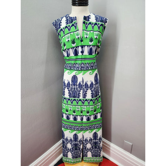 70s Vintage Pretty Peacock Poly Maxi - XXL