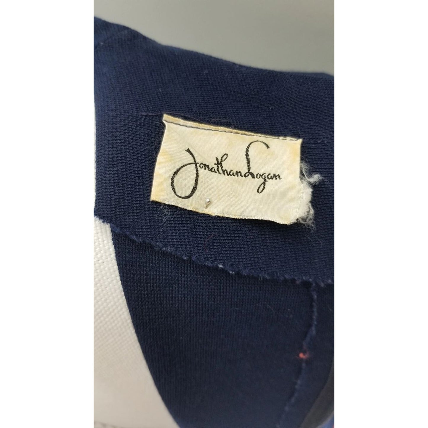 60s Vintage Jonathan Logan Navy Blue Wool Knit Dress - M