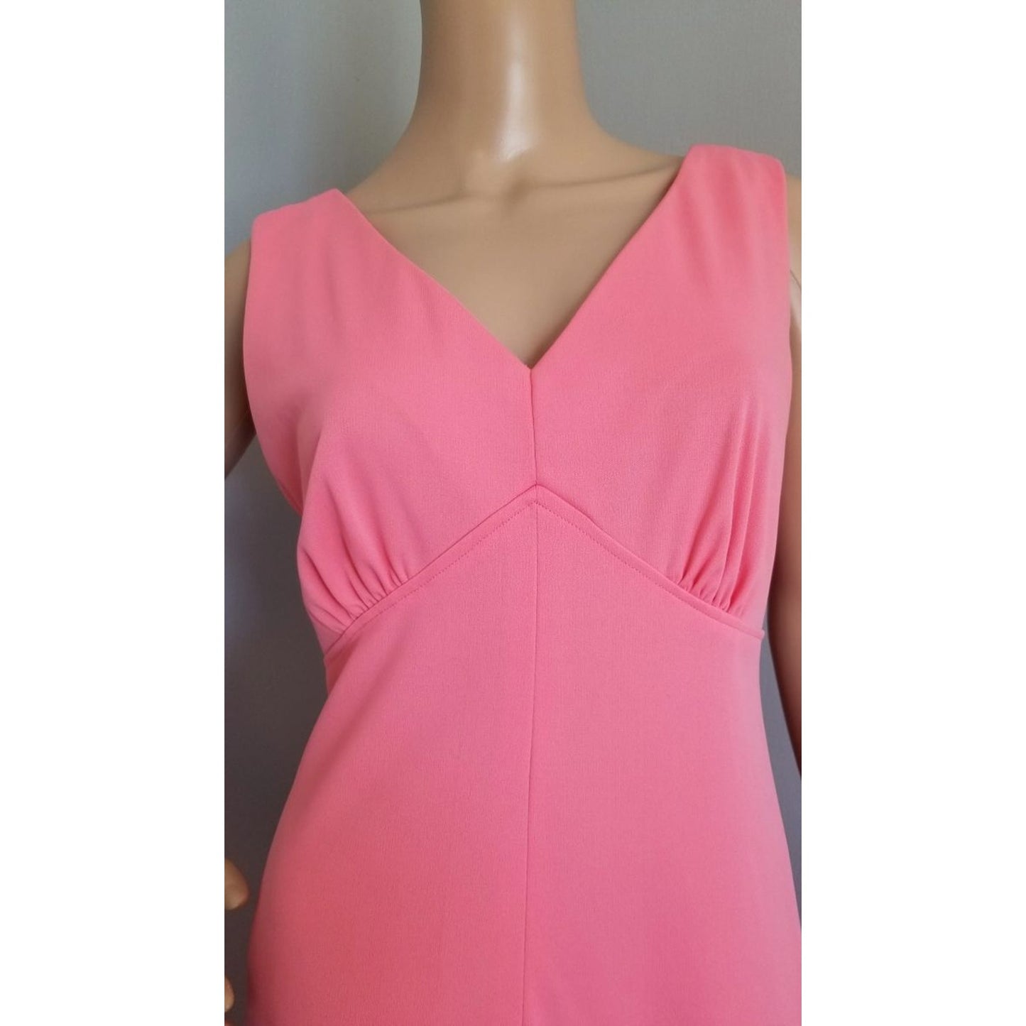 70s Vintage Super Cute Handmade Salmon Empire Waist Maxi Dress - M