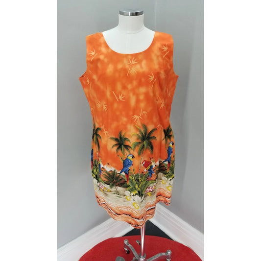 90s Vintage KY's Hawaiian Tank Dress, Cotton - XXL 2