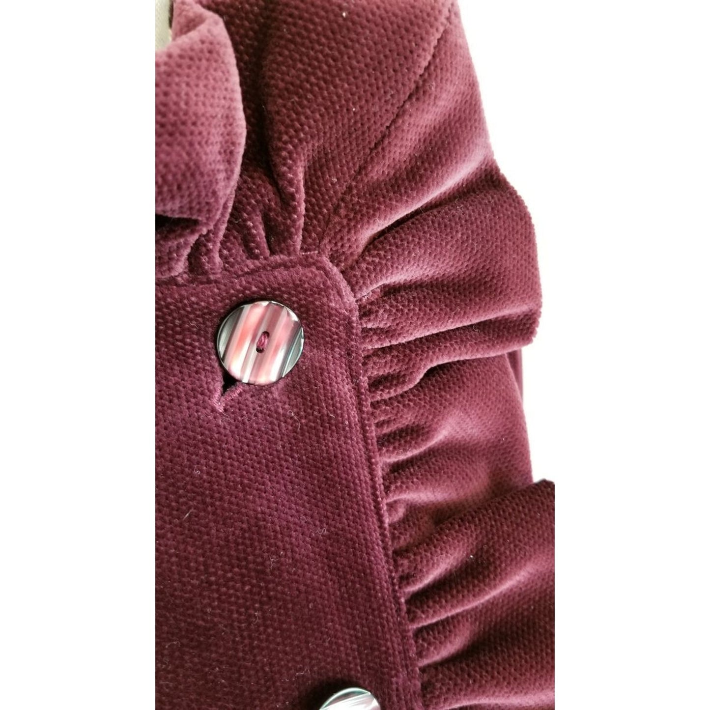 80s Vintage mhi Velvet Textured Ruffle Overcoat - M