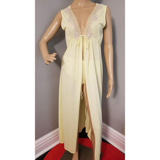70s Vintage Lemon Flyaway Negligee by Sears - L