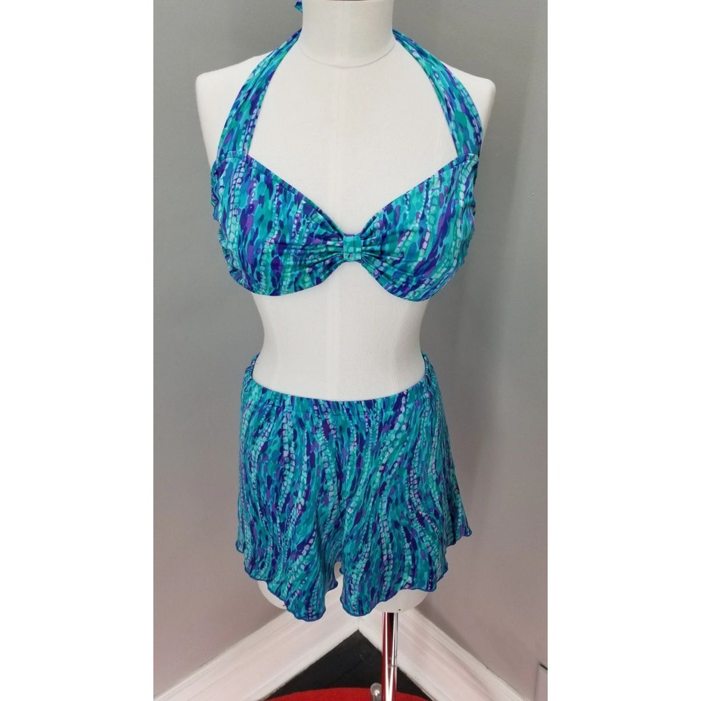 80s Vintage Jantzen Bluesy 2 Piece Swim Suit- L