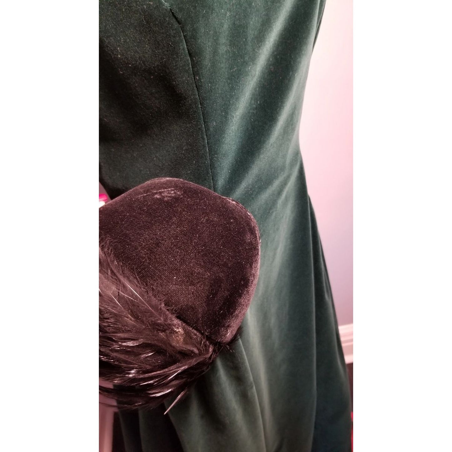 80s Vintage House of Bianchi Deep Hunter Green Velvet Maxi Dress - M/L