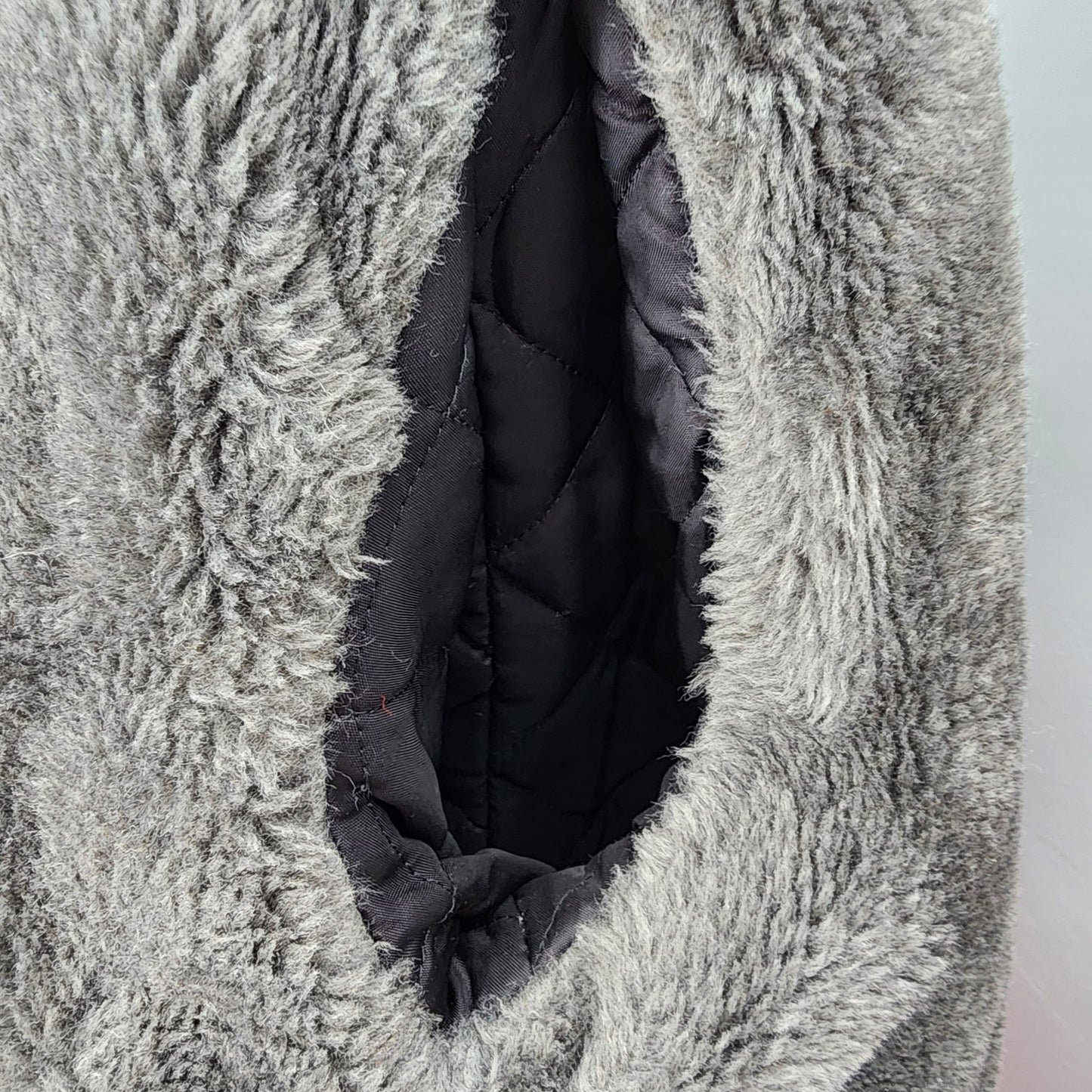 70s Vintage Unmarked Men's Faux Fur Lined Coat, Gray - L