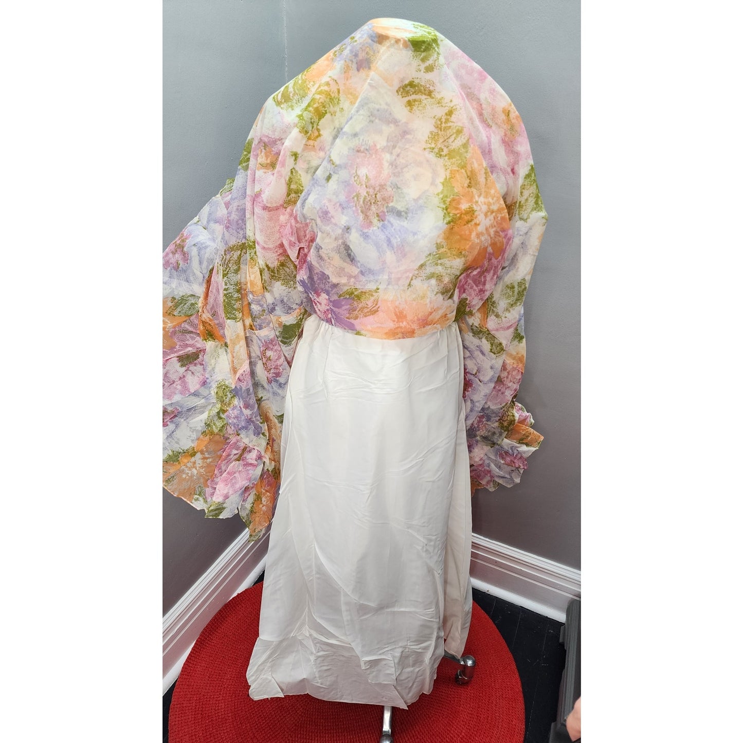 70s Vintage Muted Poppies Prairie Maxi - S